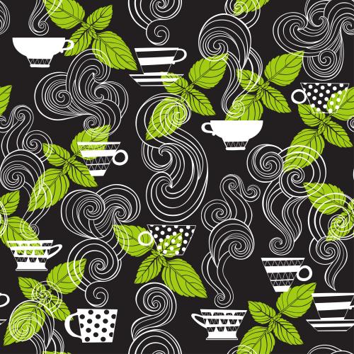 Vector image black tea with mint