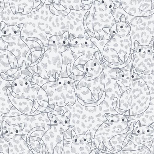 Vector image cute cartoonish kittens on textured white