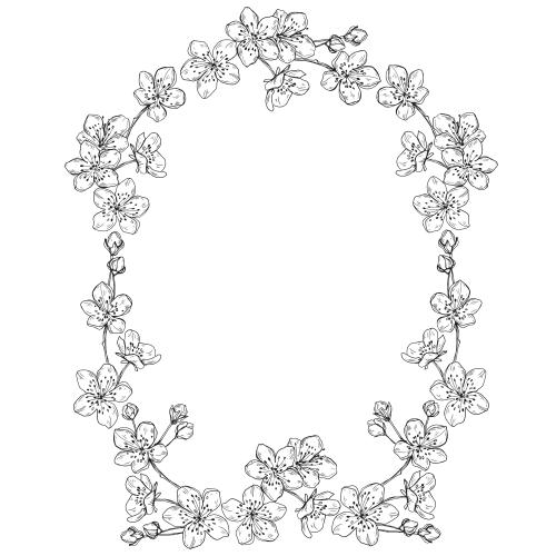 Bud. Vector flower frame on white