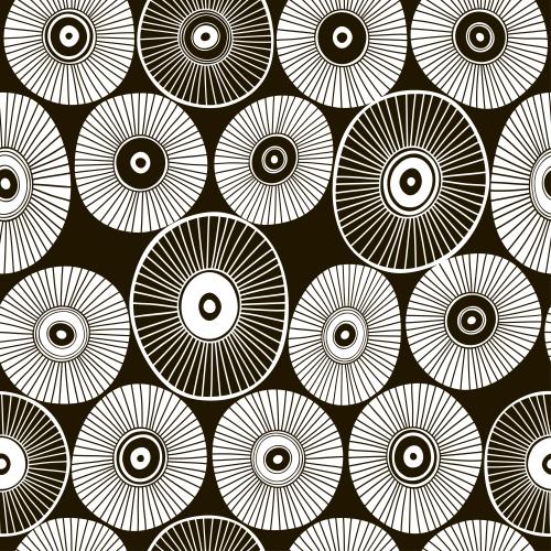 Oval. Vector white abstract flowers on black