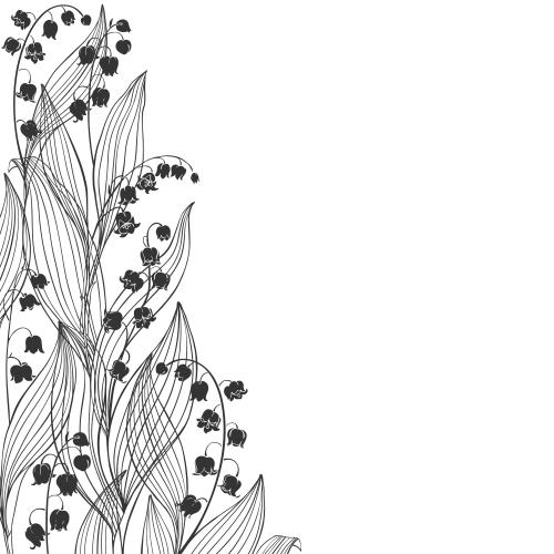 Illustration lilies place for text on white corner composition