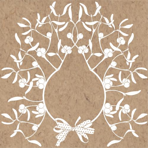 Bow. Vector mistletoe branches with a bow place for text on craft