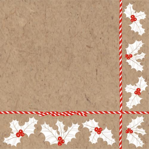 Holly. Vector sharp leaf, two-color festive ribbon, place for text on craft