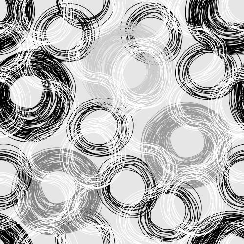 Illustration monochrome circles and vertical wavy lines on gray