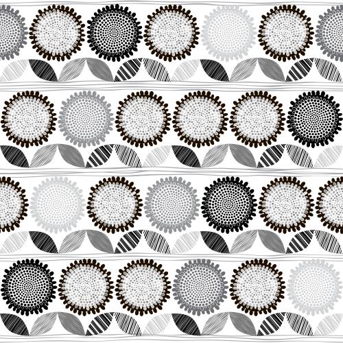Vector image abstract flowers, horizontal lines on white