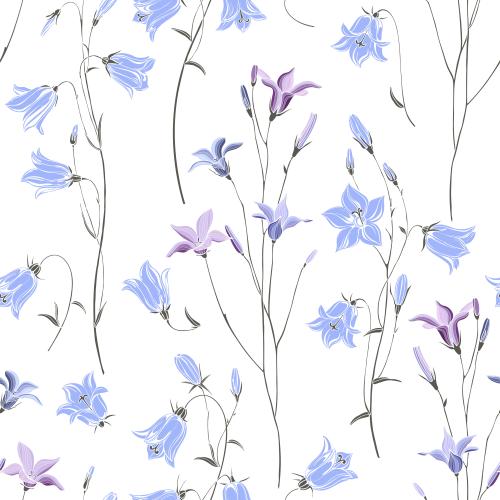 Illustration bellflowers on white