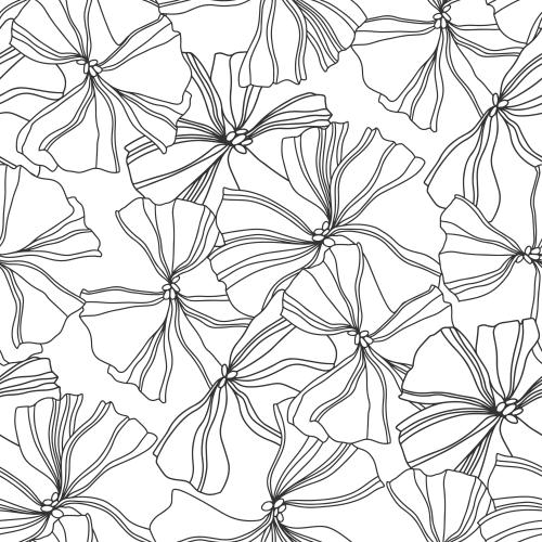 Vector image decorative flowers black outlines on white