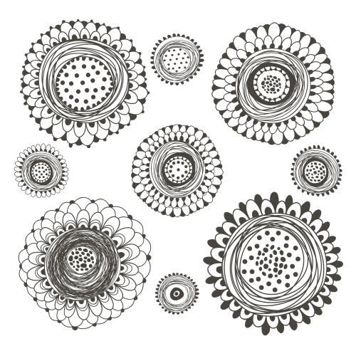 Vector image doodle flowers isolated options on white