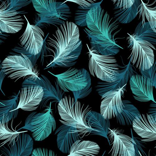 Feather. Vector colorful feathers on black
