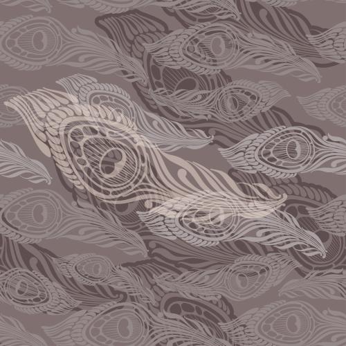 Feather. Vector fantasy feathers on brown