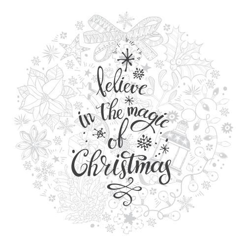 Snowflake. Vector symbols of winter holidays in a circle inscription believe in the magic of christmas on white
