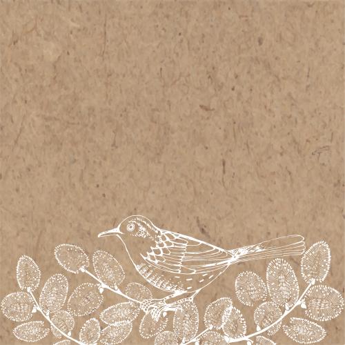 Willow. Vector birdie on willow twigs, place for text on craft