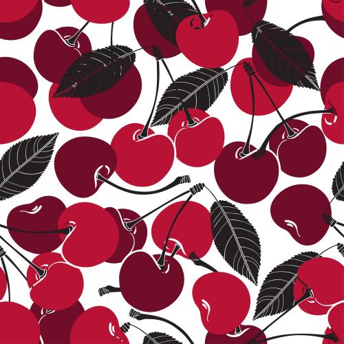 Berry. Vector Pattern cherry on white