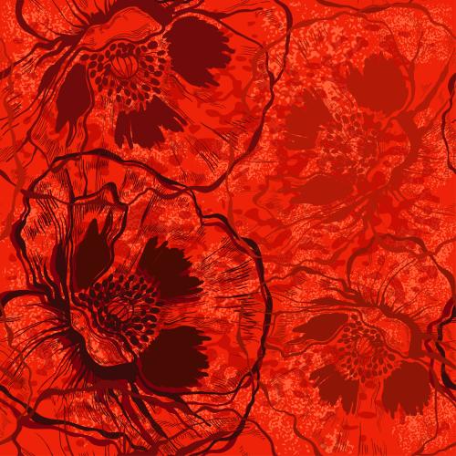Poppy. Vector poppies on the red