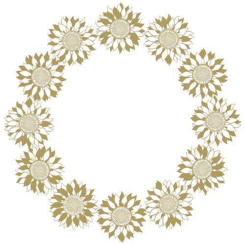 Sunflower. Vector sunflowers round frame on white