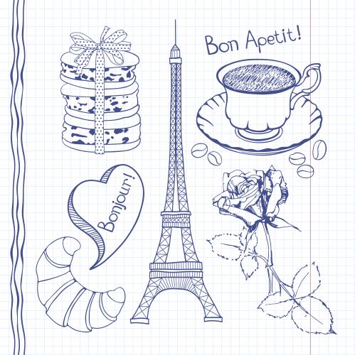 Rose. Vector eiffel tower