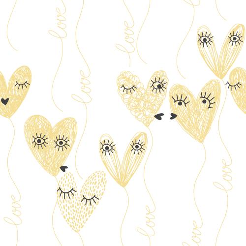 Heart. Vector Pattern cartoon air balloons-hearts on white