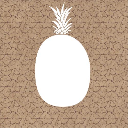Pineapple. Vector white silhouette of a pineapple on a fragment of peel
