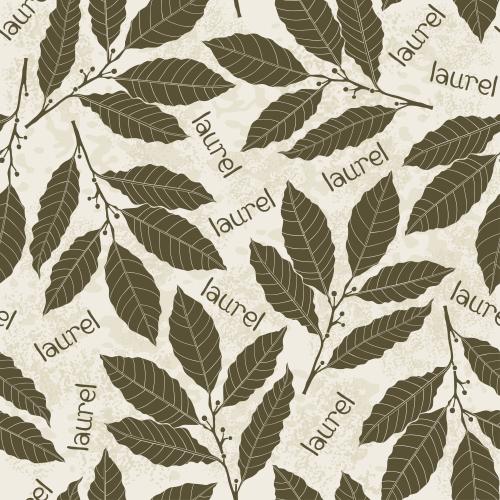 Bay. Vector silhouettes of laurel branches on a textured light