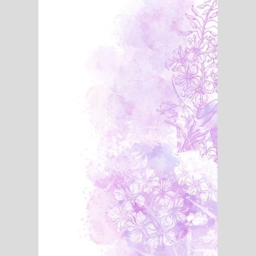 Card. Vector kyprey ivan-tea contour and silhouettes on pink watercolor space for text on white