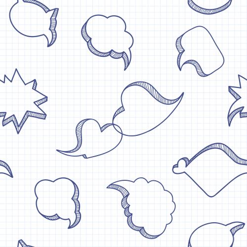 Notebook. Vector cartoon dialogue windows on notebook grid