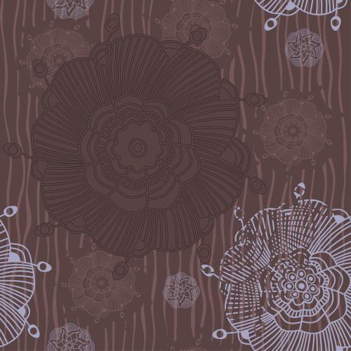 Floral. Vector flowers and lines on dark background