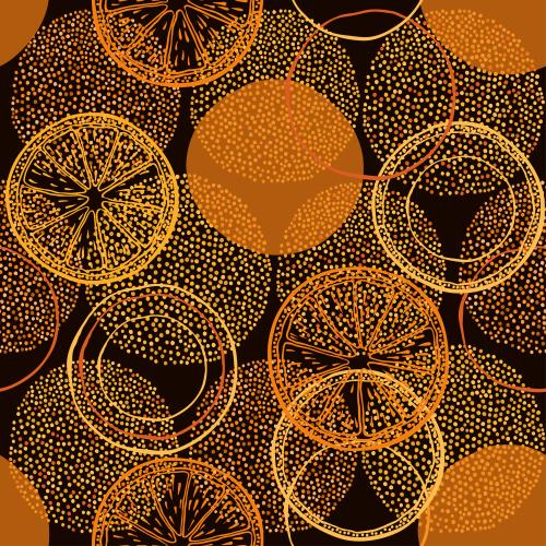 Pea. Vector bright stylized oranges on dark