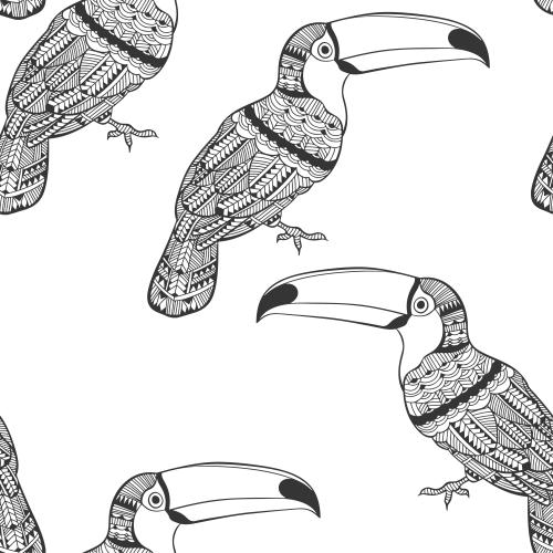 Toucan. Vector decorative toucans on white