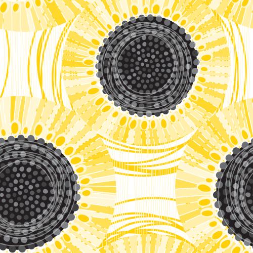 Sunflower. Vector sunflowers in a decorative style on striped
