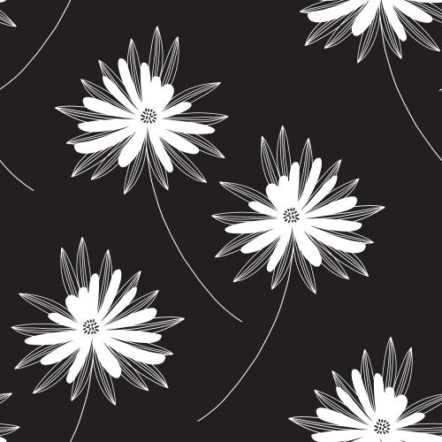 Illustration abstract decorative flowers on black