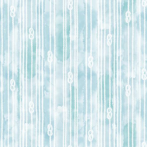 Sea rope. Vector Pattern ropes with nautical knots and without on a blue watercolor background