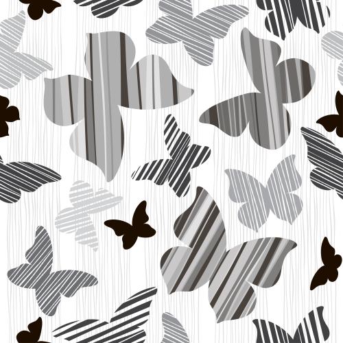 Butterfly. Vector monochrome striped butterflies on white in stripes
