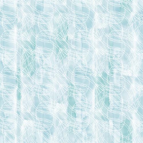 Shell. Vector Pattern shells white outlines on blue watercolor