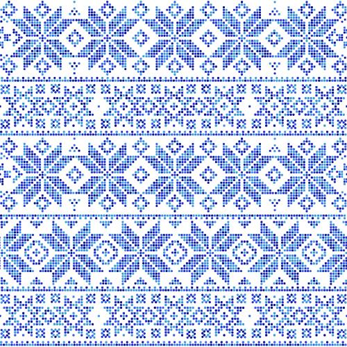 Star. Vector blue-green star-snowflakes made of dots decorative stripes on white