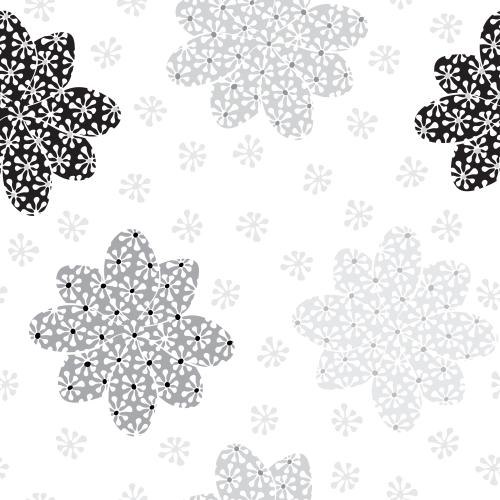 Illustration big and small decorative flowers on white