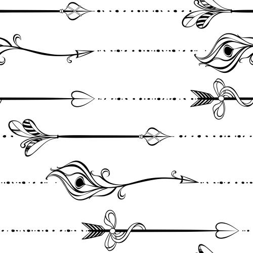 Bow. Vector decorative arrows on white
