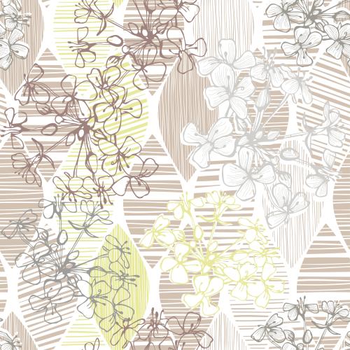 Vector image flowers on abstract striped leaves of pastel colors