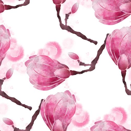 Blot. Vector watercolor magnolia buds on white
