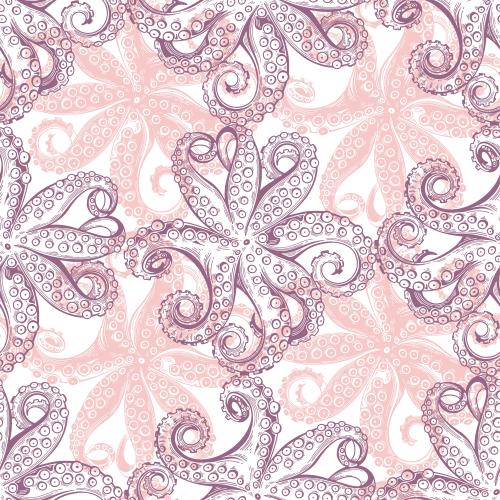 Octopus. Vector colored outlines and silhouettes of octopuses on white