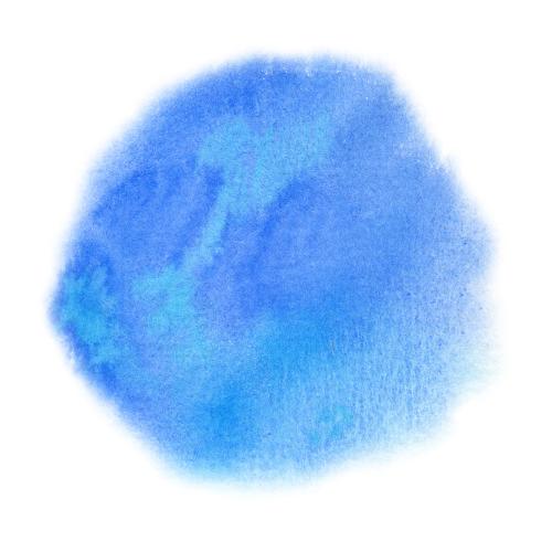 Raster image round blue watercolor spot on white