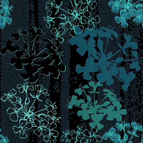 Mosaic. Vector flower clusters of abstract flowers outlines and silhouettes on mosaic