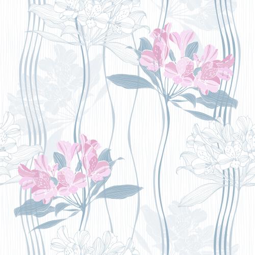 Alstroemeria. Vector alstromeria flowers vertical wavy lines on white striped