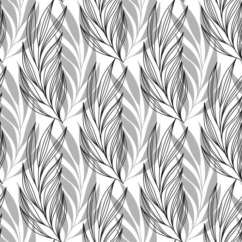 Illustration twigs with leaves, contours and silhouettes on white
