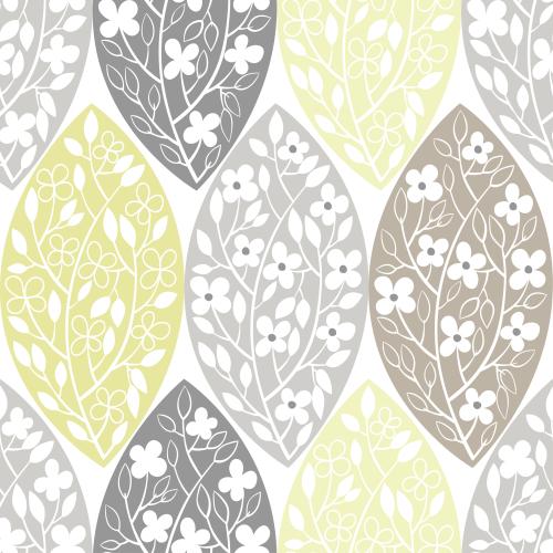 Vector image abstract blooming branches, gray and pastel colors on white