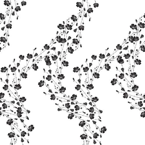 Flax. Vector blooming flax, black silhouettes on white