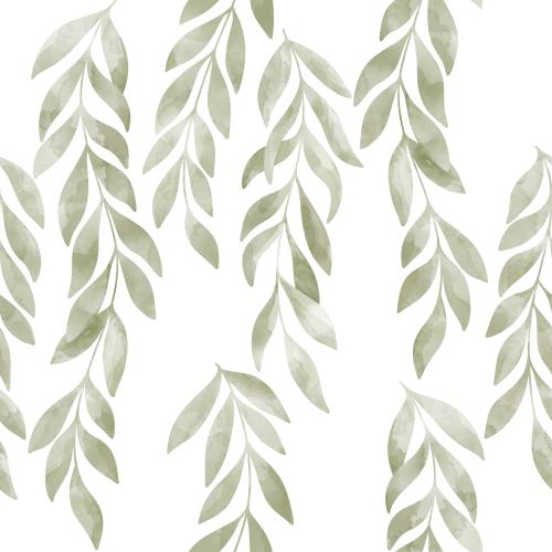 Raster image watercolor branches with leaves on white