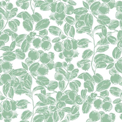 Illustration green silhouettes of cranberry branches on white
