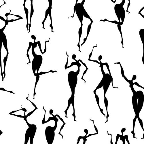 Vector image silhouettes of dancing women on white
