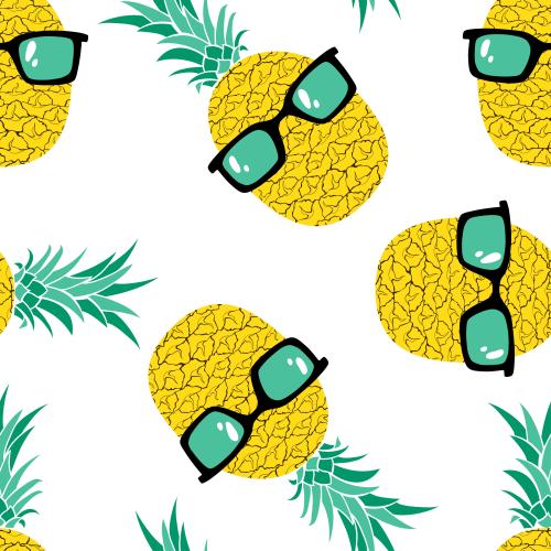 Pineapple. Vector cartoon pineapples in sunglasses on white
