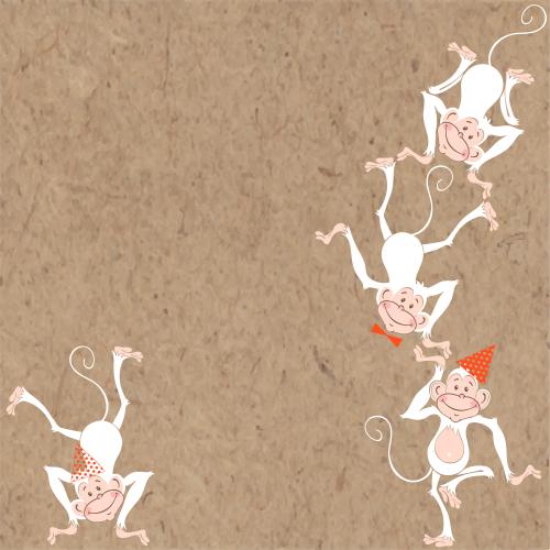 Birthday. Vector fun monkeys craft text area